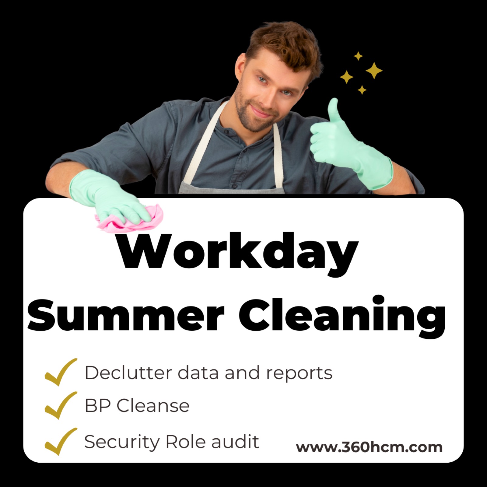 A cleaner cleaning up Workday